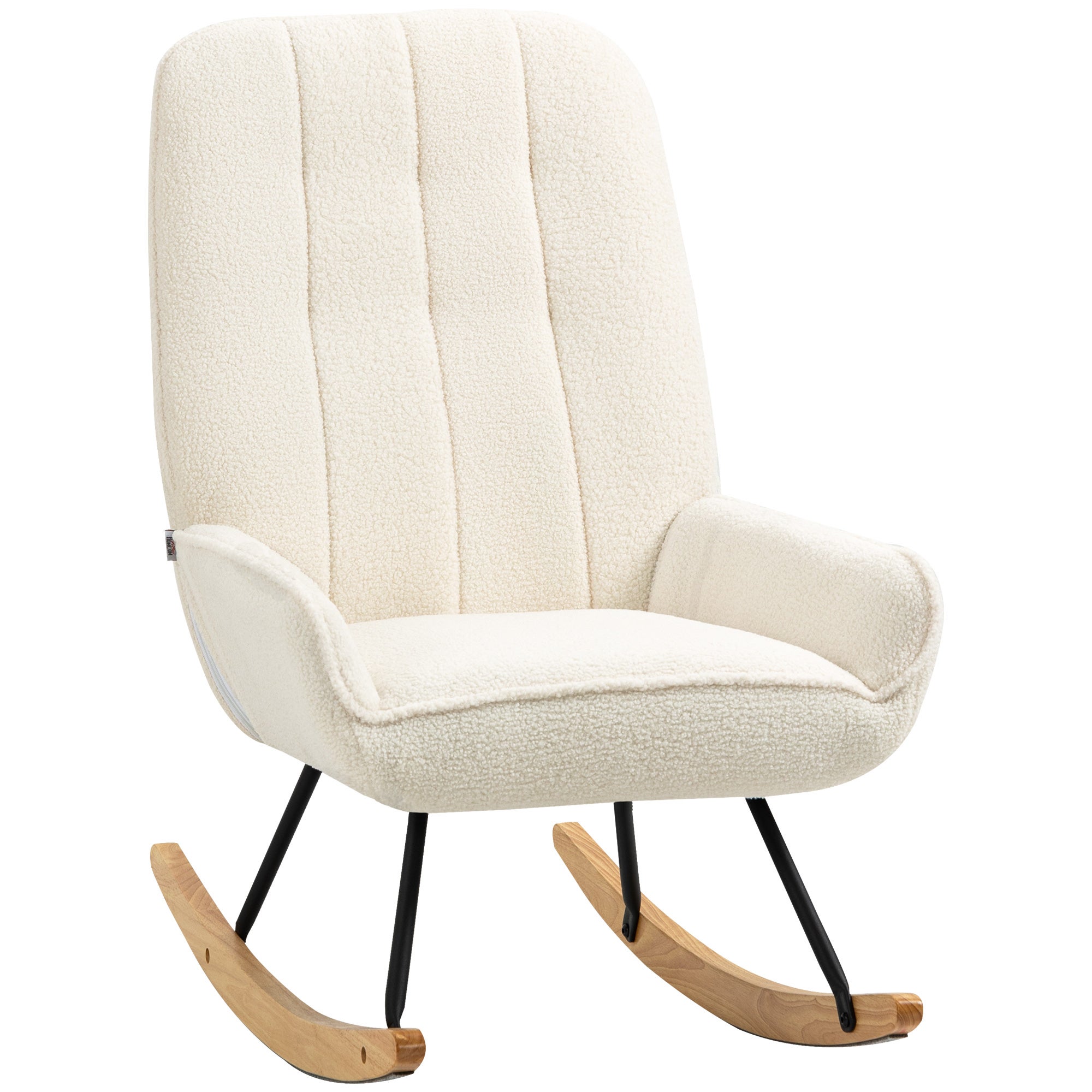 Fotel bujany z polaru Sherpa 63 cm x 95 cm x 97 cm Naturalny + Kremowy