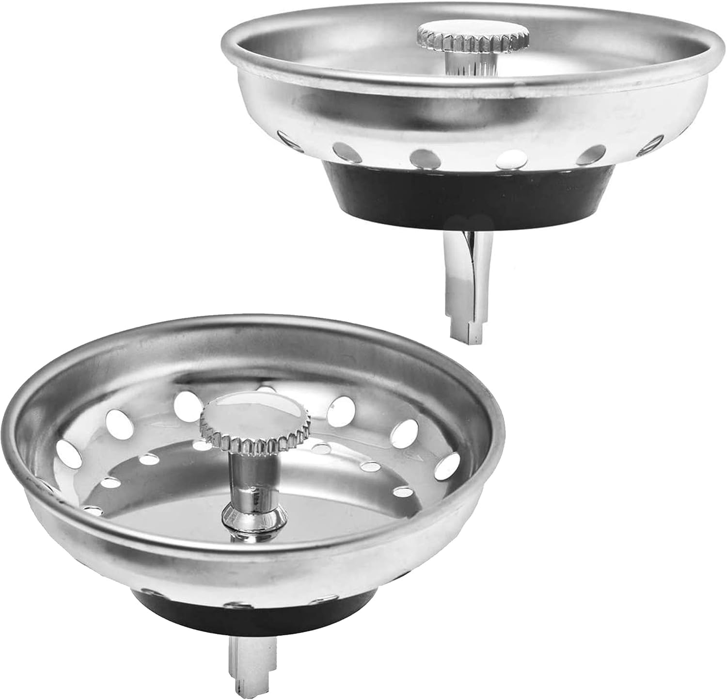 Zestaw sitka i korka do zlewu kuchennego z plastikowym pokrętłem i gumową podstawą - średnica 8 cm, 2 sztuki