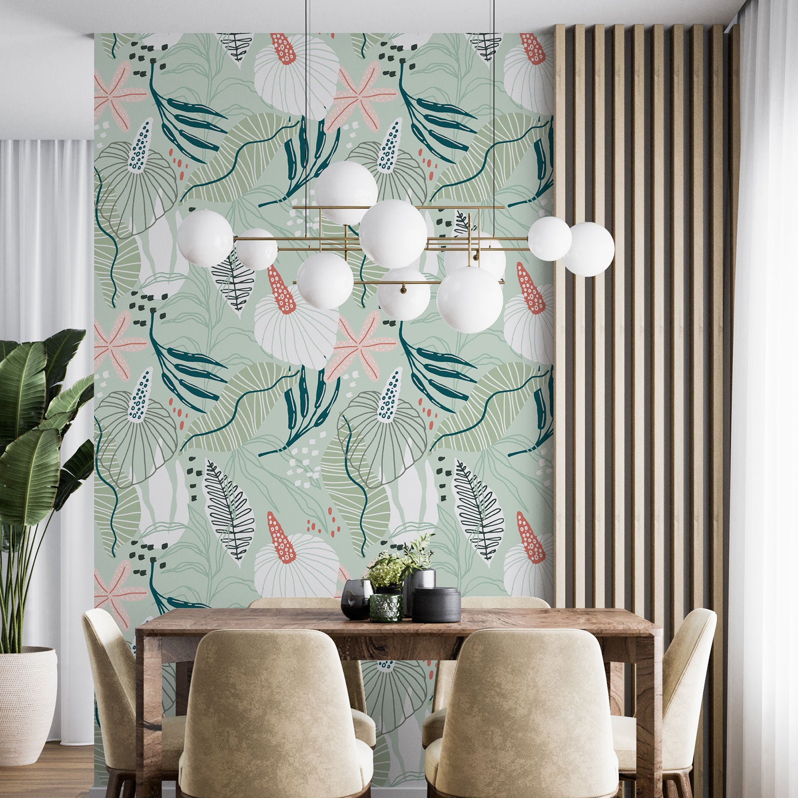 Dekoracyjna tapeta flizelinowa - Wzór kwiatowy - Papier Standard 130 g, 7 brytów 60x260 cm - Powierzchnia: szer. 420 x wys. 260 cm