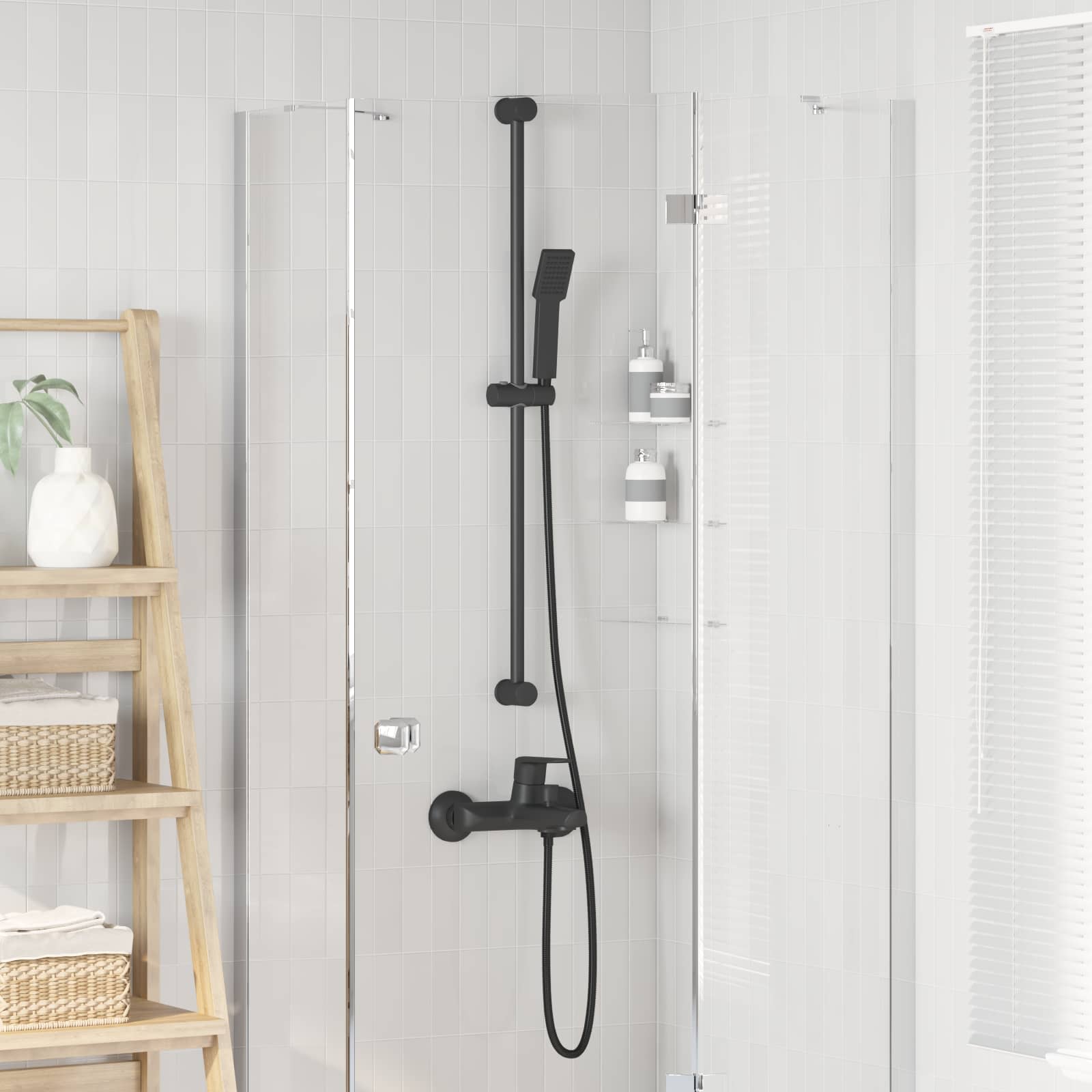 Zestaw systemu prysznicowego Czarny 100 cm Stal nierdzewna vidaXL