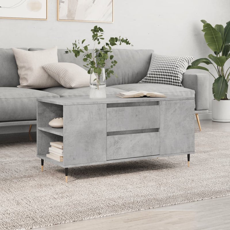 vidaXL Stolik kawowy, szarość betonu, 102x44,5x50 cm