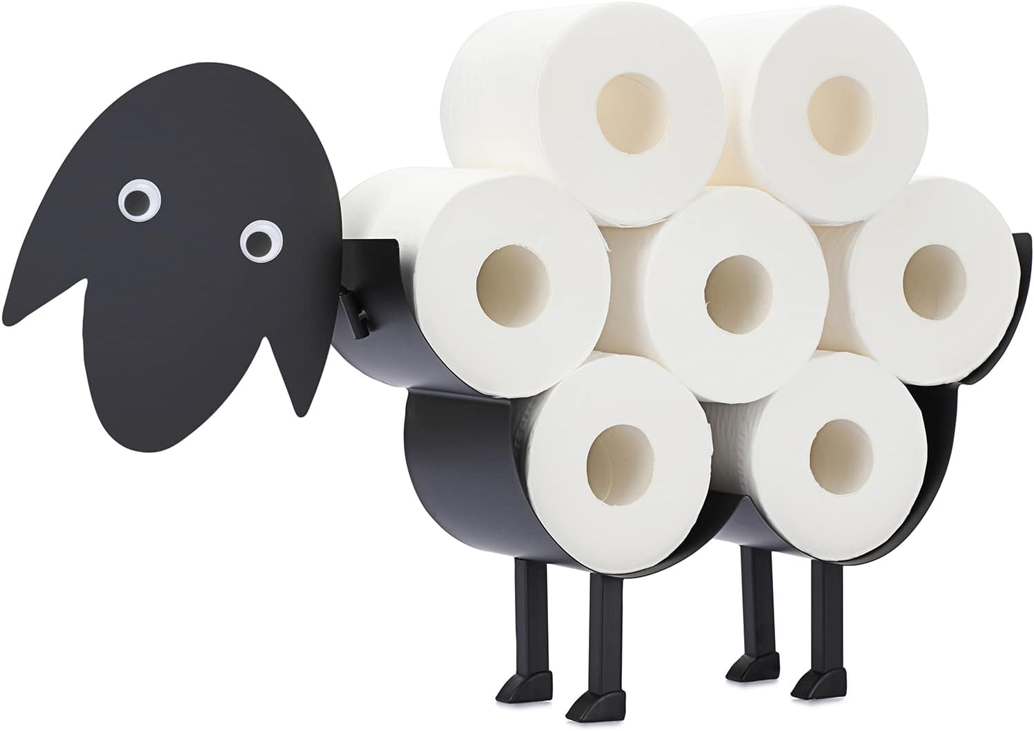 Uchwyt na papier toaletowy, metalowy uchwyt na papier, do łazienki w kształcie owcy (czarny)