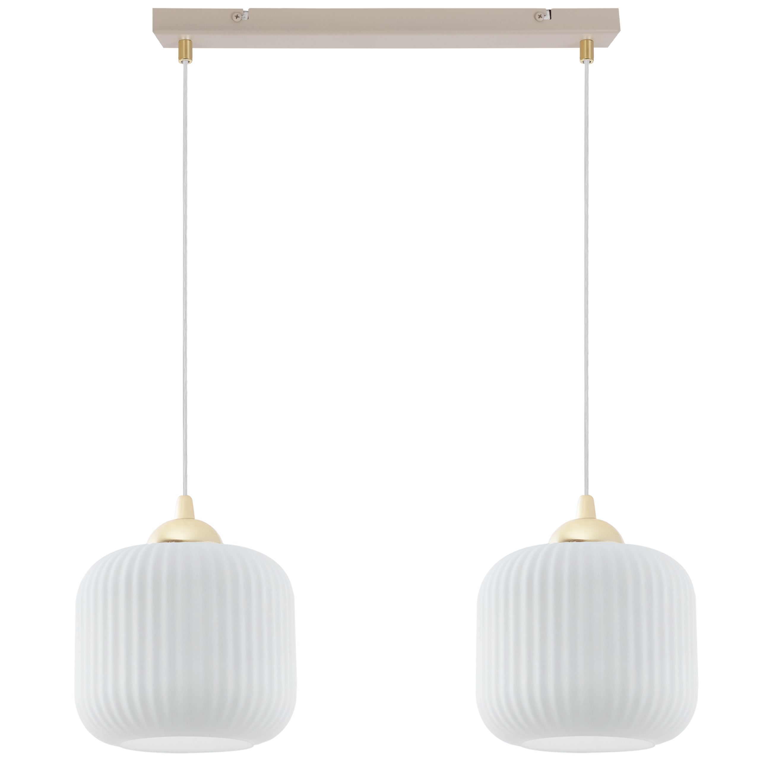 Lampa sufitowa wisząca Light Home LH Riffle 2xE27 kaszmir/złoty klosz biały 15cm walec