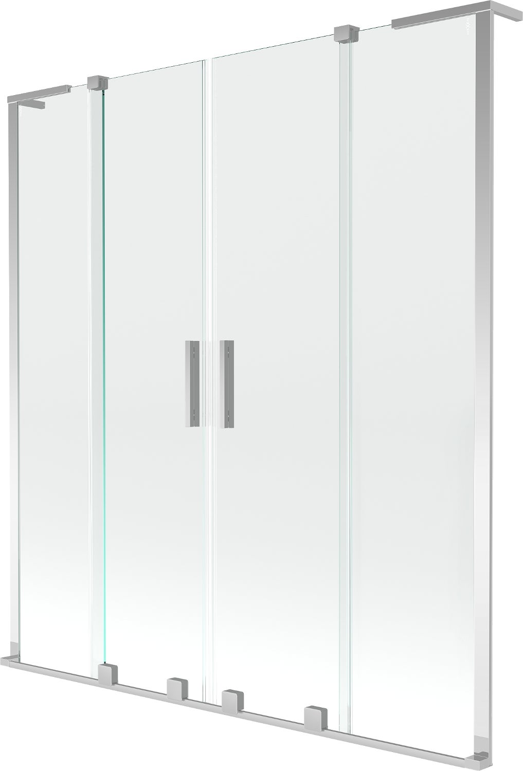Mexen Velar L Duo parawan nawannowy 2-skrzydłowy rozsuwany 160 x 150 cm, transparent, chrom - 896-160-003-02-01