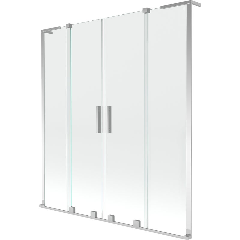 Mexen Velar L Duo parawan nawannowy 2-skrzydłowy rozsuwany 160 x 150 cm, transparent, chrom - 896-160-003-02-01