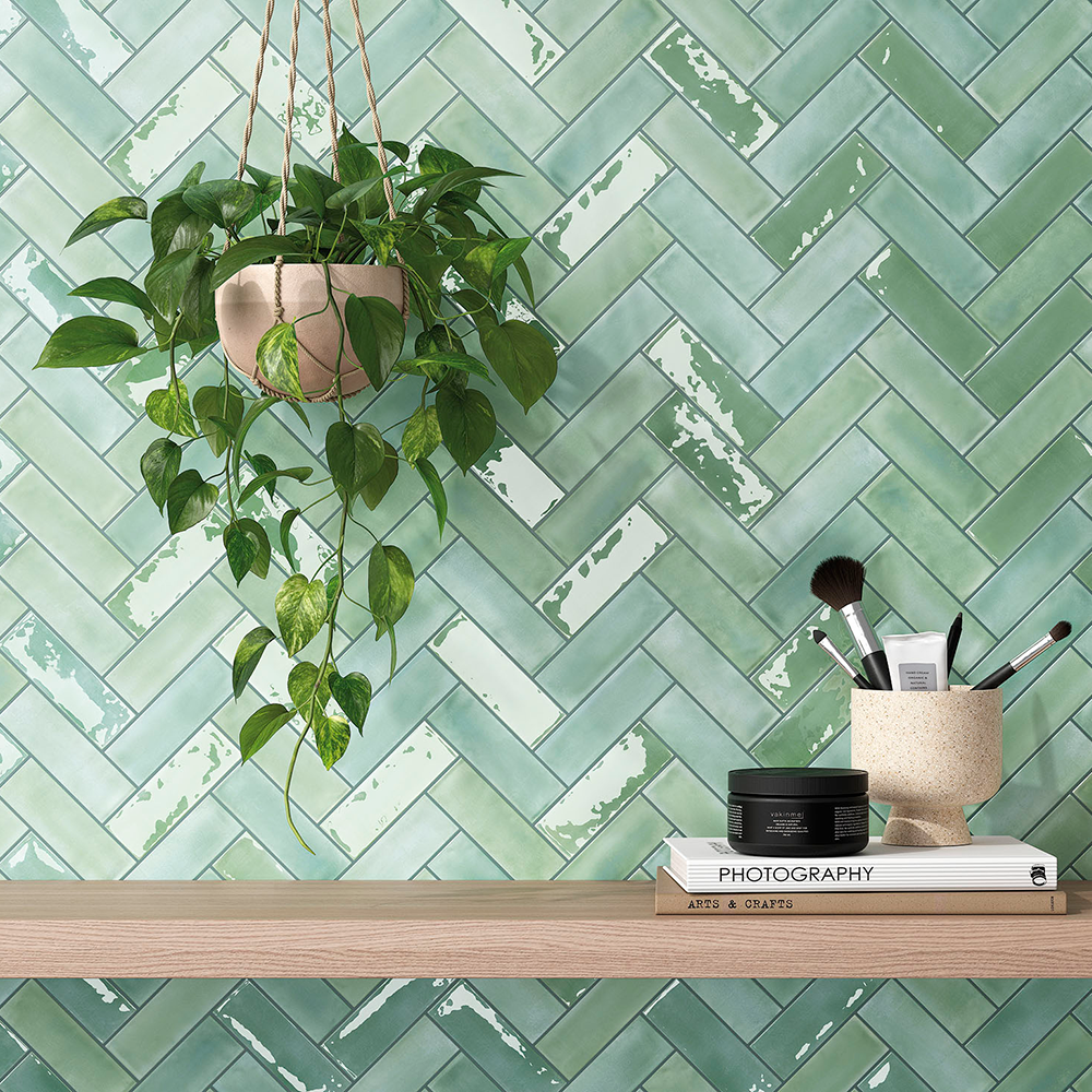 Płytka mini metro premium z gresu porcelanowego do wnętrz i na zewnątrz Beret Mechowy 5x15 cm Mat