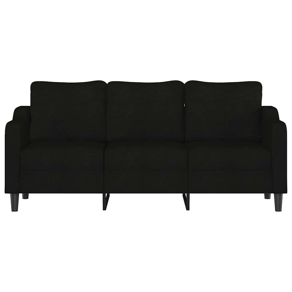 Sofa 3-osobowa, czarna, 180 cm, tapicerowana tkaniną