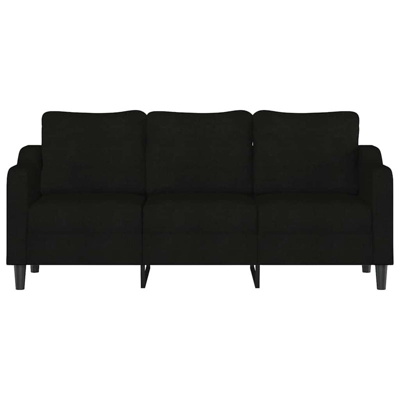 Sofa 3-osobowa, czarna, 180 cm, tapicerowana tkaniną
