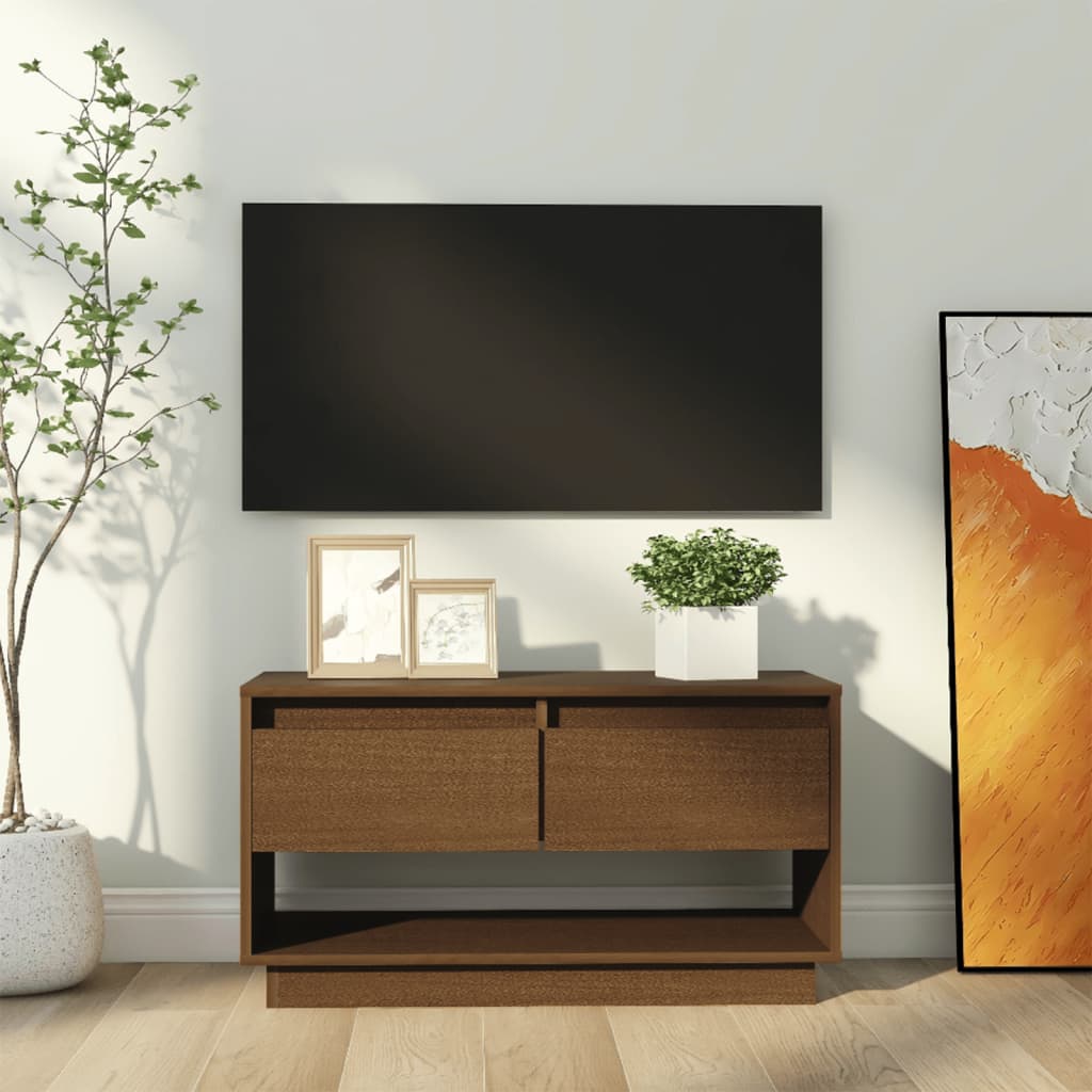 vidaXL Szafka TV, miodowy brąz, 74x34x40 cm, lite drewno sosnowe
