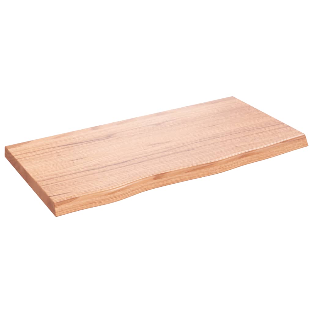 Blat Łazienkowy Lakierowany z Litego Drewna 80x40 cm Jasnobrązowy