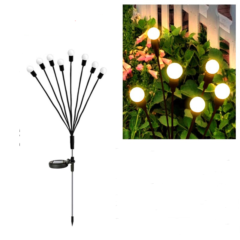 8-diodowa lampa ogrodowa zasilana energią słoneczną, IP65, wodoodporna, na balkon, do ogrodu, na patio i na ścieżkę (ciepła biel)