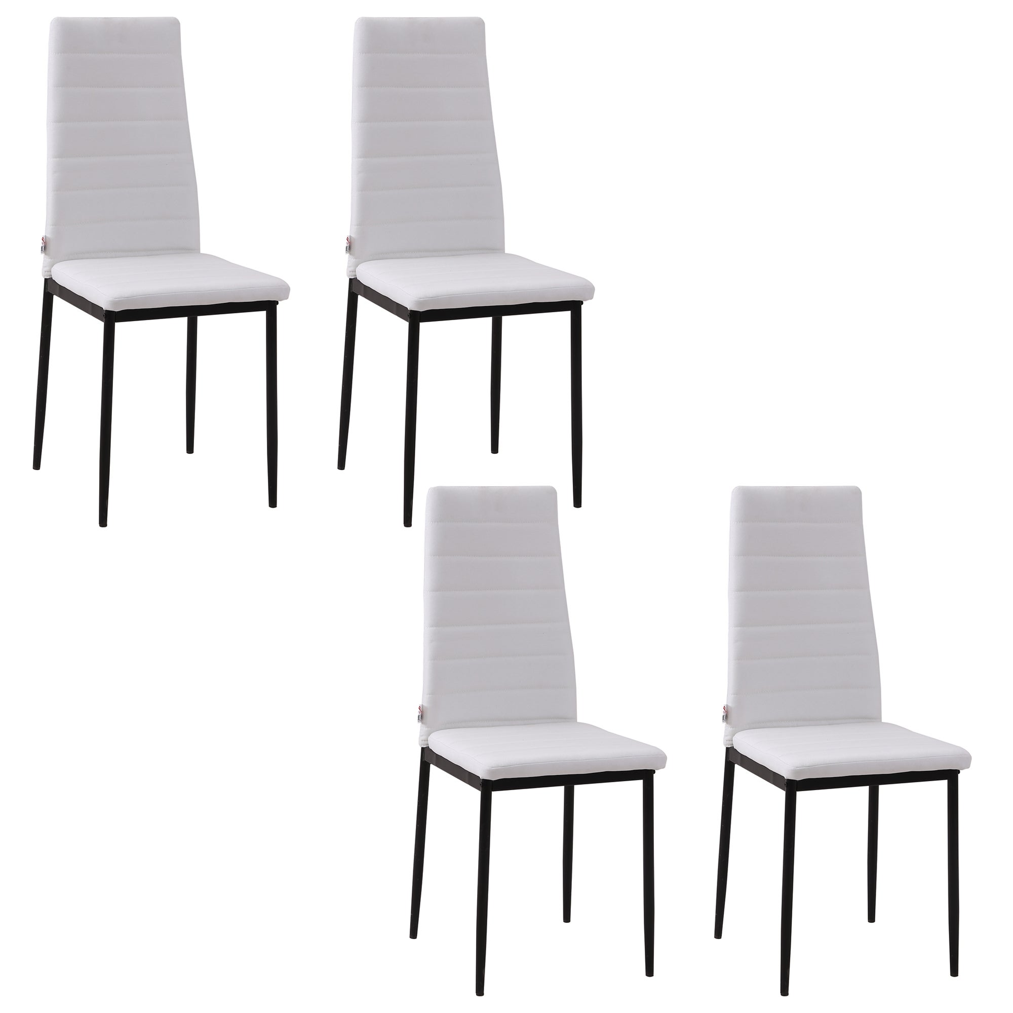 Zestaw 4 nowoczesnych krzeseł kuchennych, tapicerowanych lnem, z metalowymi nogami. Maksymalne obciążenie: 120 kg. Wymiary: 41 x 50 x 97 cm. Kolor: bi