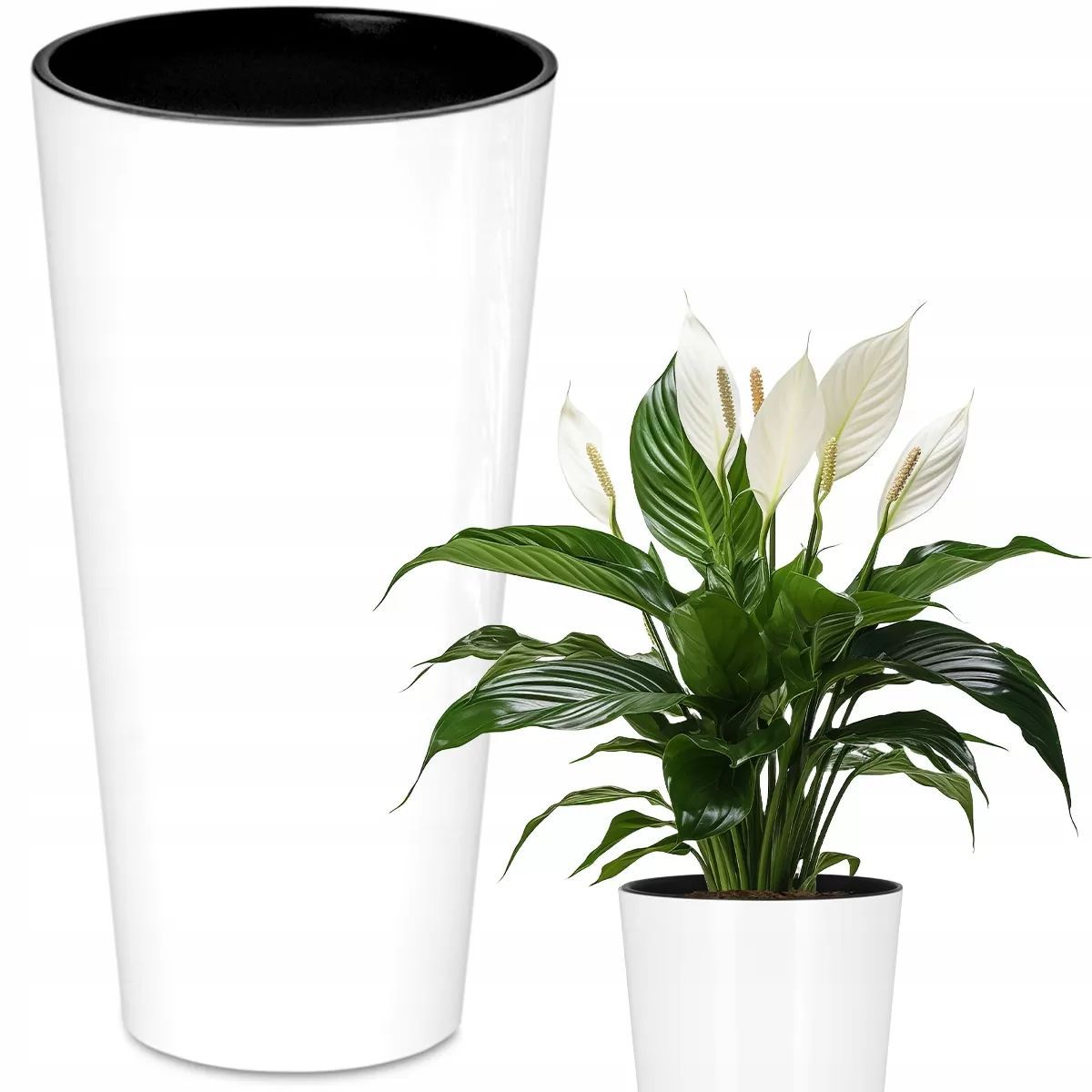 Doniczka Prosperplast TUBUS SLIM SHINE - biały DTUS300S-S449