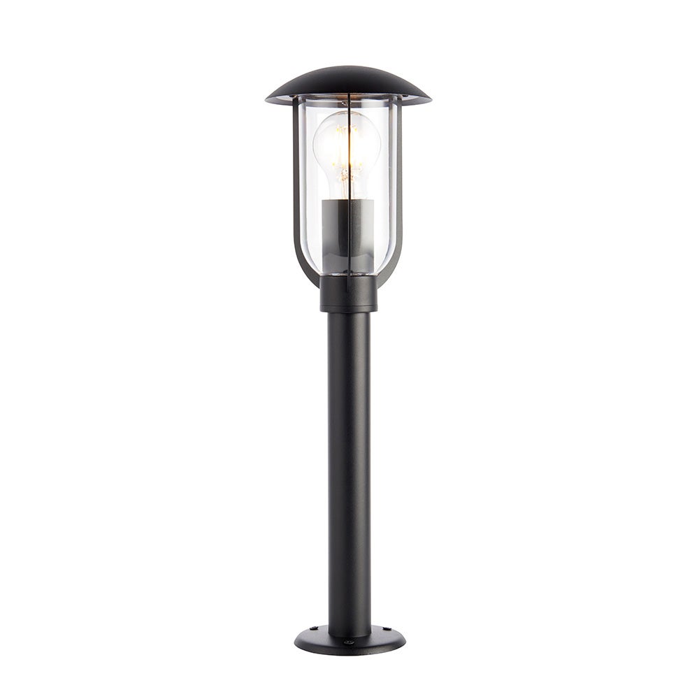 Lampa ogrodowa industrialna słupek czarna szklany klosz z daszkiem 1xE27 10W QUINN Endon