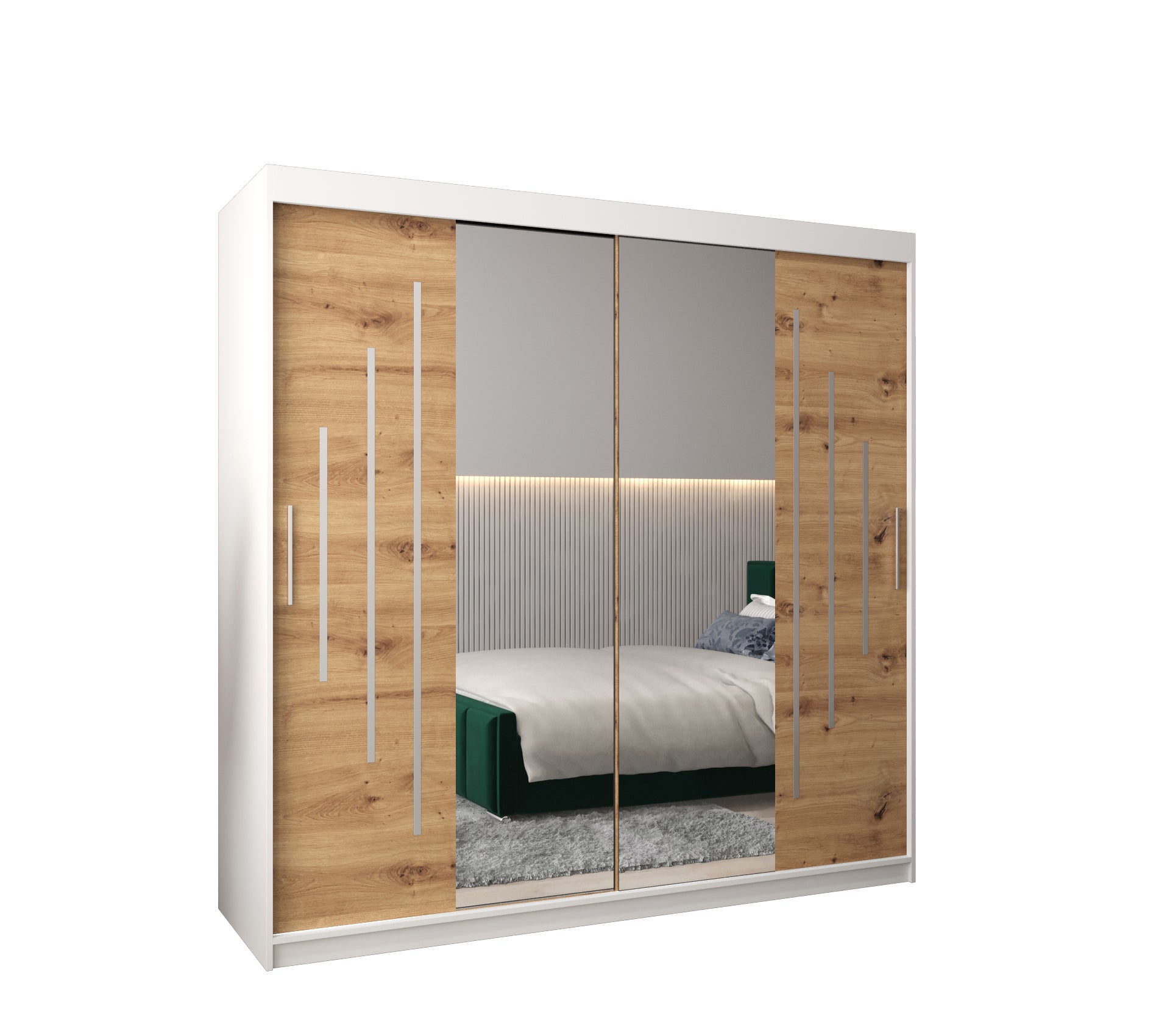 Szafa przesuwna garderoba York 1 200 x 62 x 200 cm Biały + Artisan - Abiks Meble