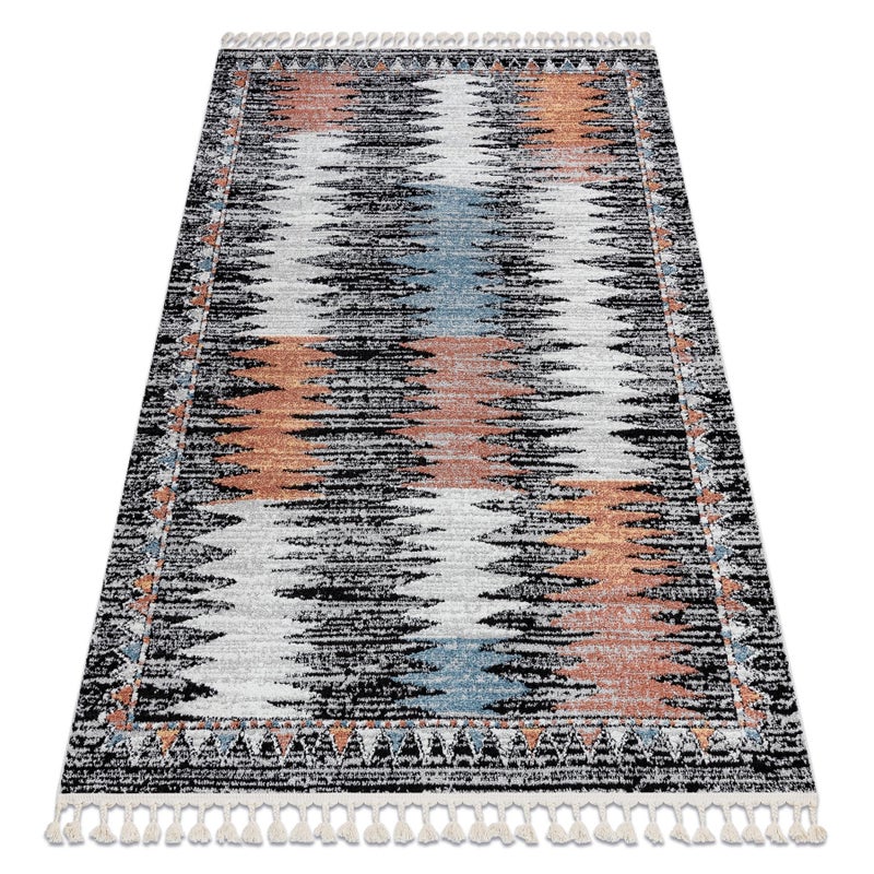 Dywan nowoczesny BELLE BR23A czarny / róż Frędzle 200x290 cm