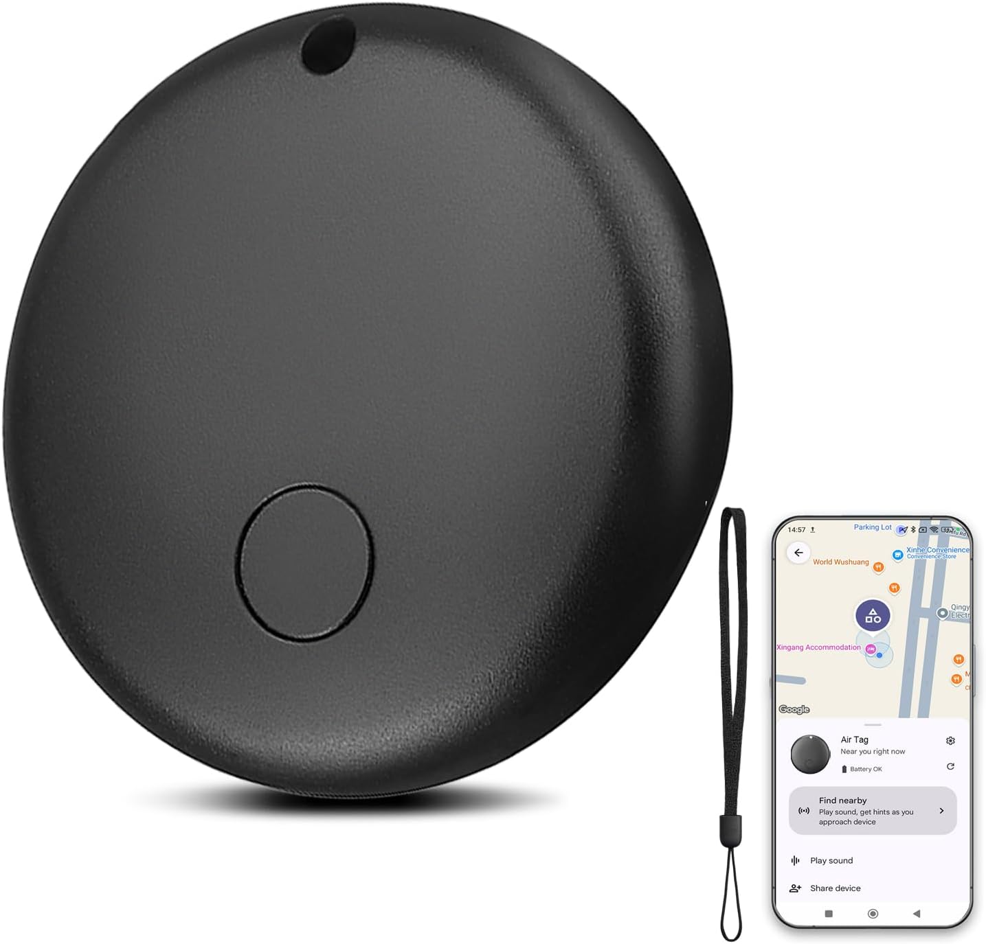 Inteligentny tag dla Androida, lokalizator kluczy kompatybilny z aplikacją Google Find My Device (cyfrowa blokada Androida), lokalizator Bluetooth do