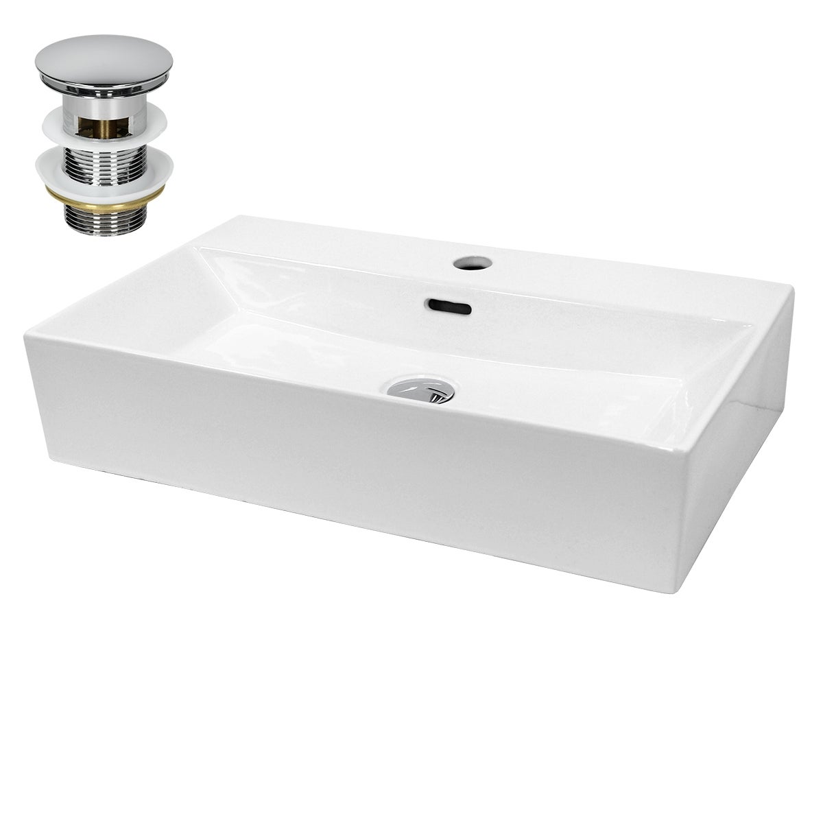 ECD Germany umywalka umywalka 515x360x130 mm biala ceramiczna wraz z zestawem odplywowym do umywalki z przelewem umywalka nablatowa umywalka nablatowa