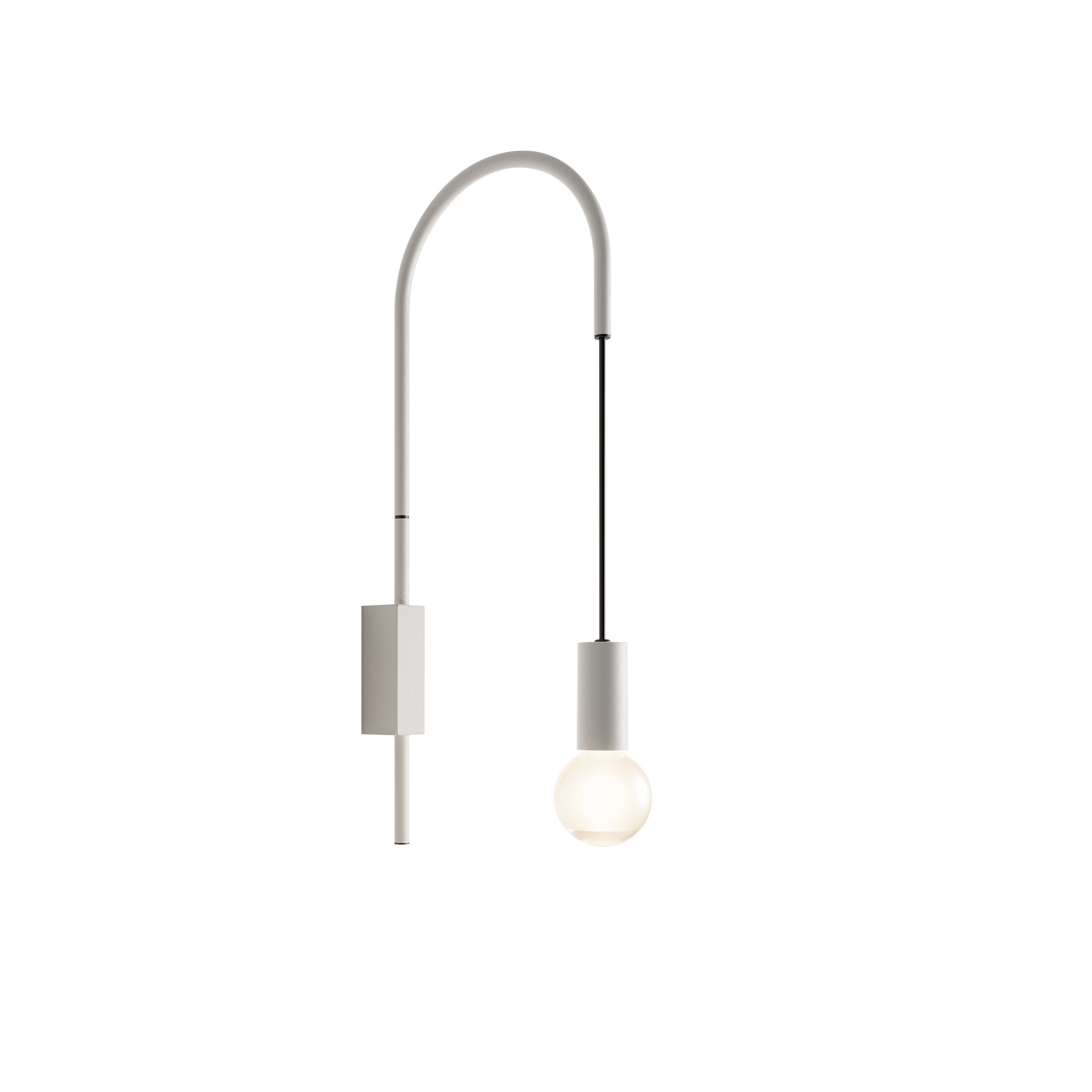 Zafferano - Lampa ścienna Filo, obrotowa 200°, malowany metal, żarówka E27 maks 60 W w zestawie, wys 110 cm - biała