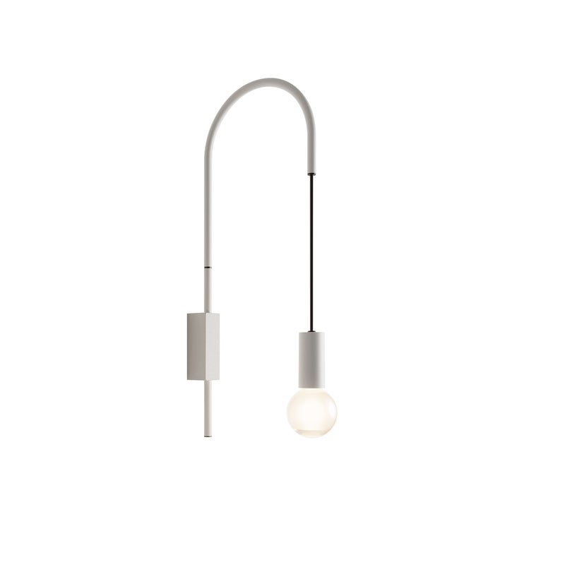 Zafferano - Lampa ścienna Filo, obrotowa 200°, malowany metal, żarówka E27 maks 60 W w zestawie, wys 110 cm - biała