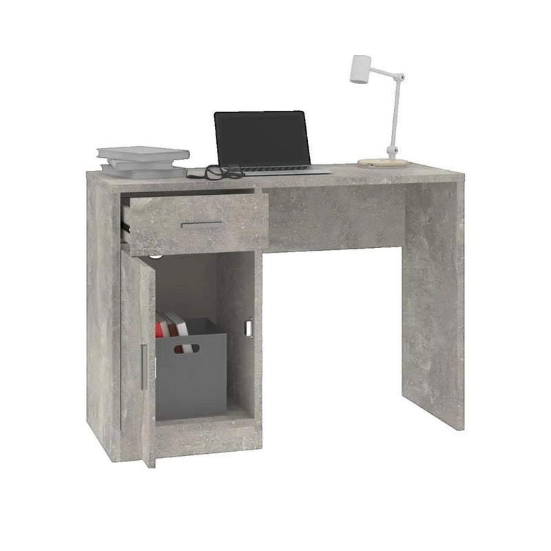 Biurko vidaXL z Szufladą i Szafką Szary Beton 100x40x73 cm