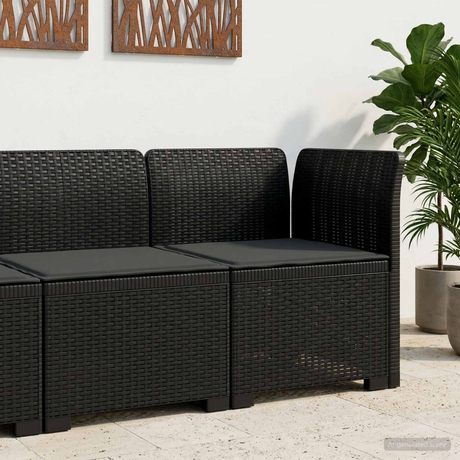 Sofa Ogrodowa 1-osobowa z Poduszką w Wyglądzie Rattanowym PP vidaXL