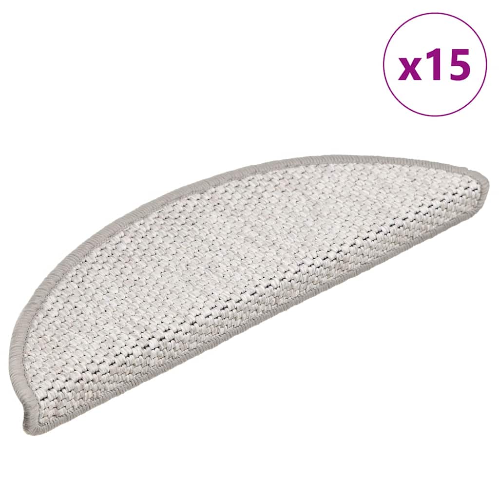 Samoprzylepne nakładki na schody 15 szt., 56x17x3 cm, platynowe vidaXL