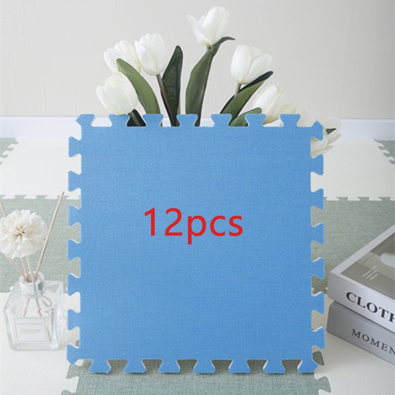 Puzzle mata kwadratowa, zazębiająca się, 12 elementów, mata lniana do ćwiczeń, antypoślizgowa, nadająca się do prania, 30 * 30 cm, ciemnoniebieska