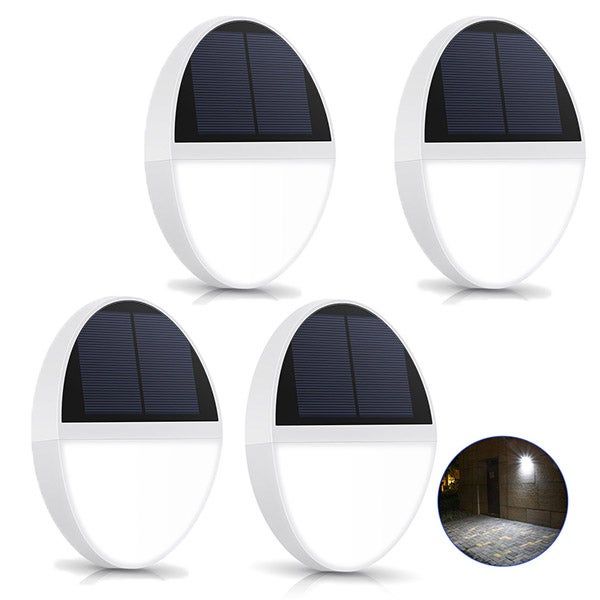 Solarna lampa bezpieczeństwa, 159 diod LED, mikrofalowy czujnik ruchu, zewnętrzne oświetlenie ścienne 6000K, łatwa instalacja - 4 szt.