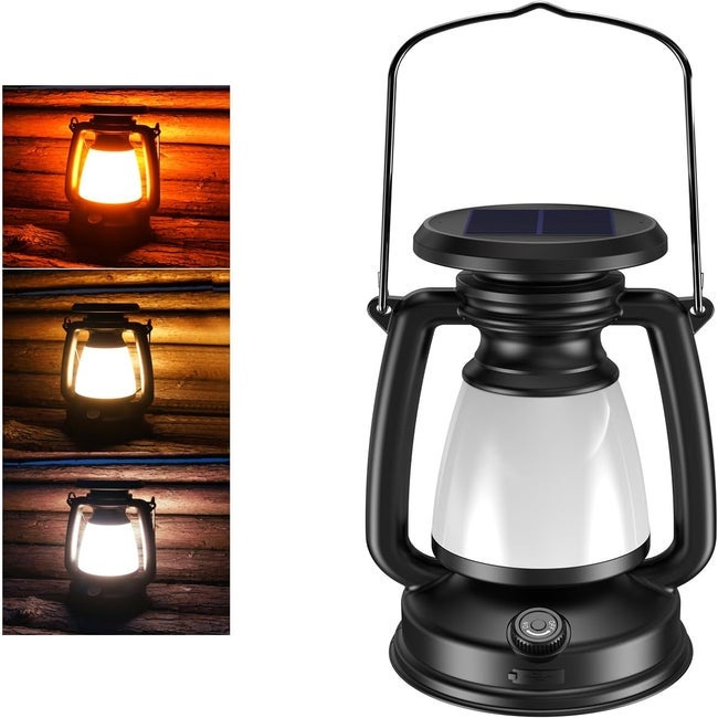 Zabytkowa, akumulatorowa lampa solarna o strumieniu światła 1000 lumenów, idealna na kemping, wędrówki, wędkowanie i przygody na świeżym powietrzu.