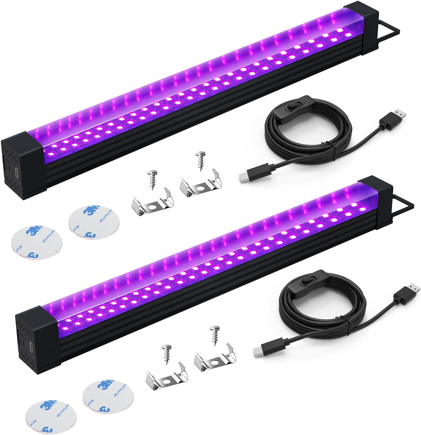 Zestaw 2 projektorów LED 10 W – światło czarne UV 395 nm, idealne do dekoracji na Halloween, na scenę i imprezy tematyczne