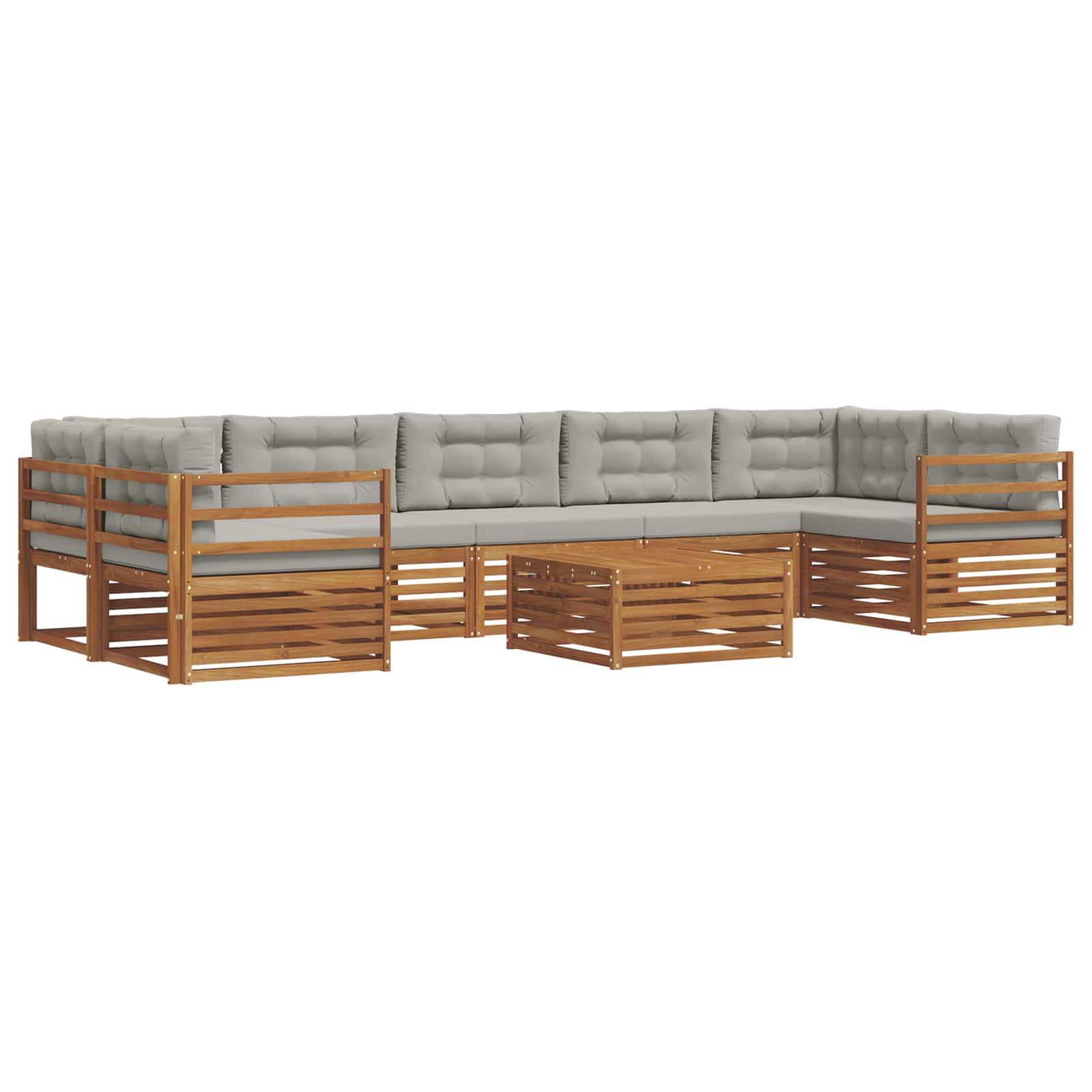 Zestaw sof na zewnątrz z poduszką 8 pcs Naturalny i Jasny Szary