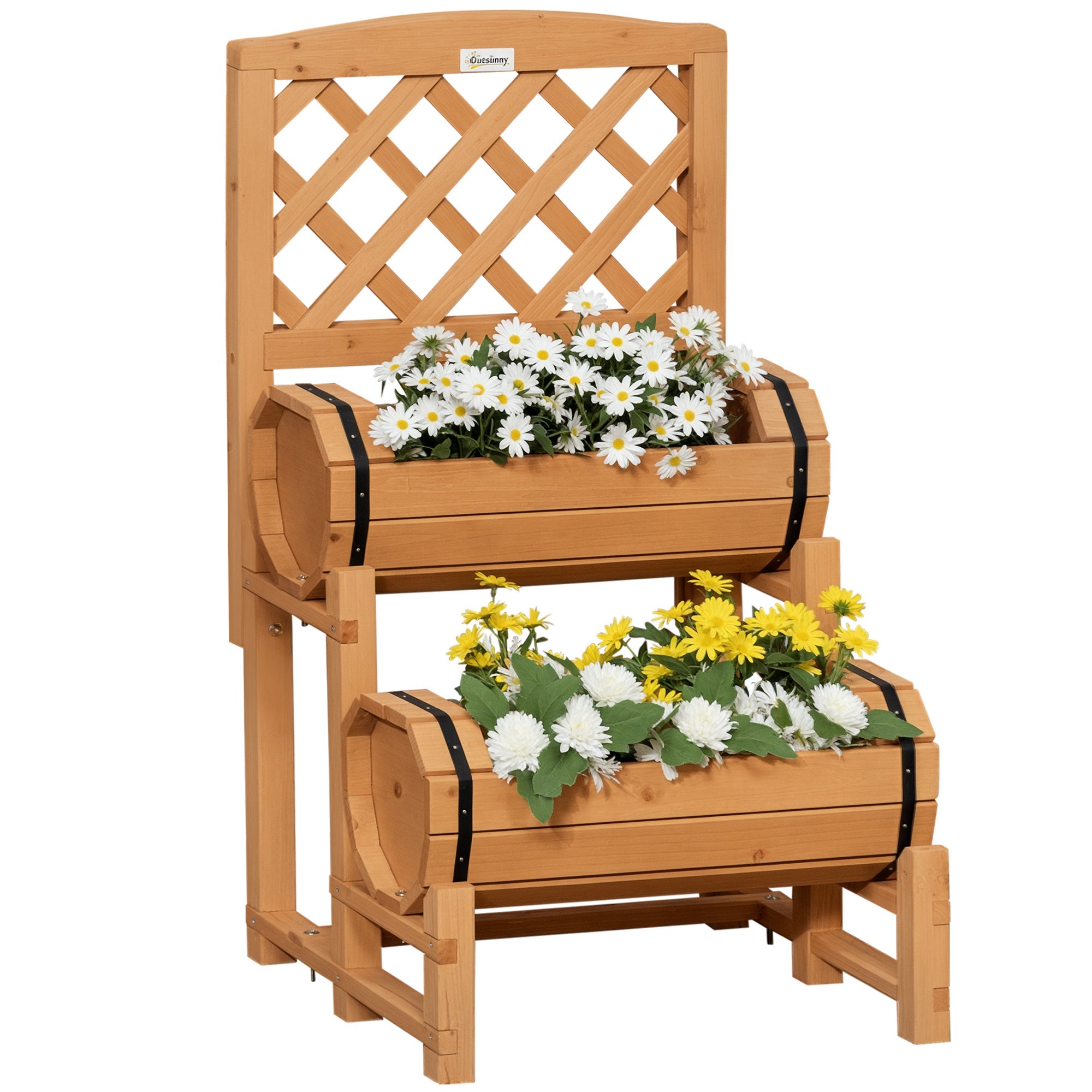 Zewnętrzny Połowa - Barrel Donica w Spruce Drewno z Podwyższony Vertical Konstrukcja, 45x45x180 cm