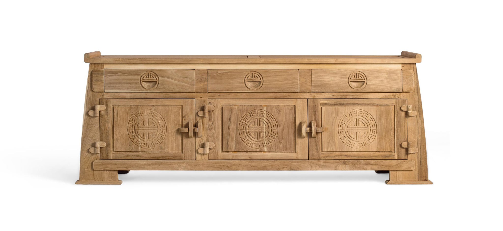 Stojak pod telewizor z drewna tekowego 170 cm w stylu kolonialnym orientalnym - 62x170x35 GYC