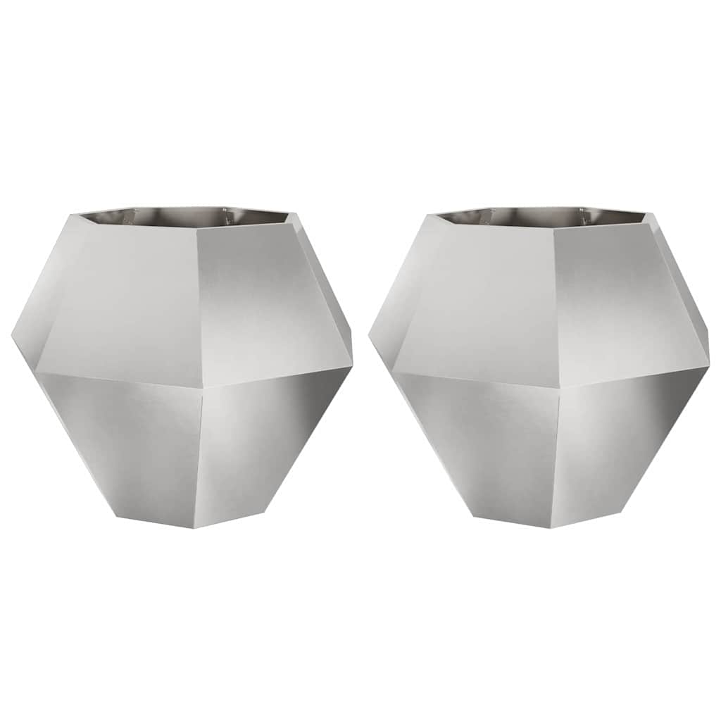 Donica 2 szt. Srebrny 100 x 100 x 80 cm Stal nierdzewna