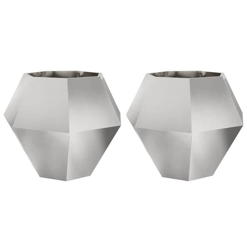 Donica 2 szt. Srebrny 100 x 100 x 80 cm Stal nierdzewna