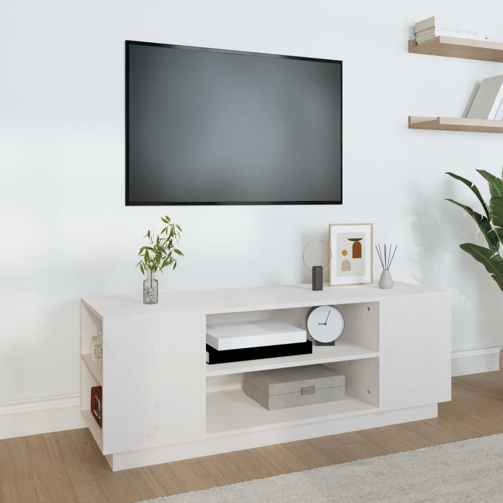 Szafka pod telewizor, biała, 110x35x40,5cm, lite drewno sosnowe vidaXL