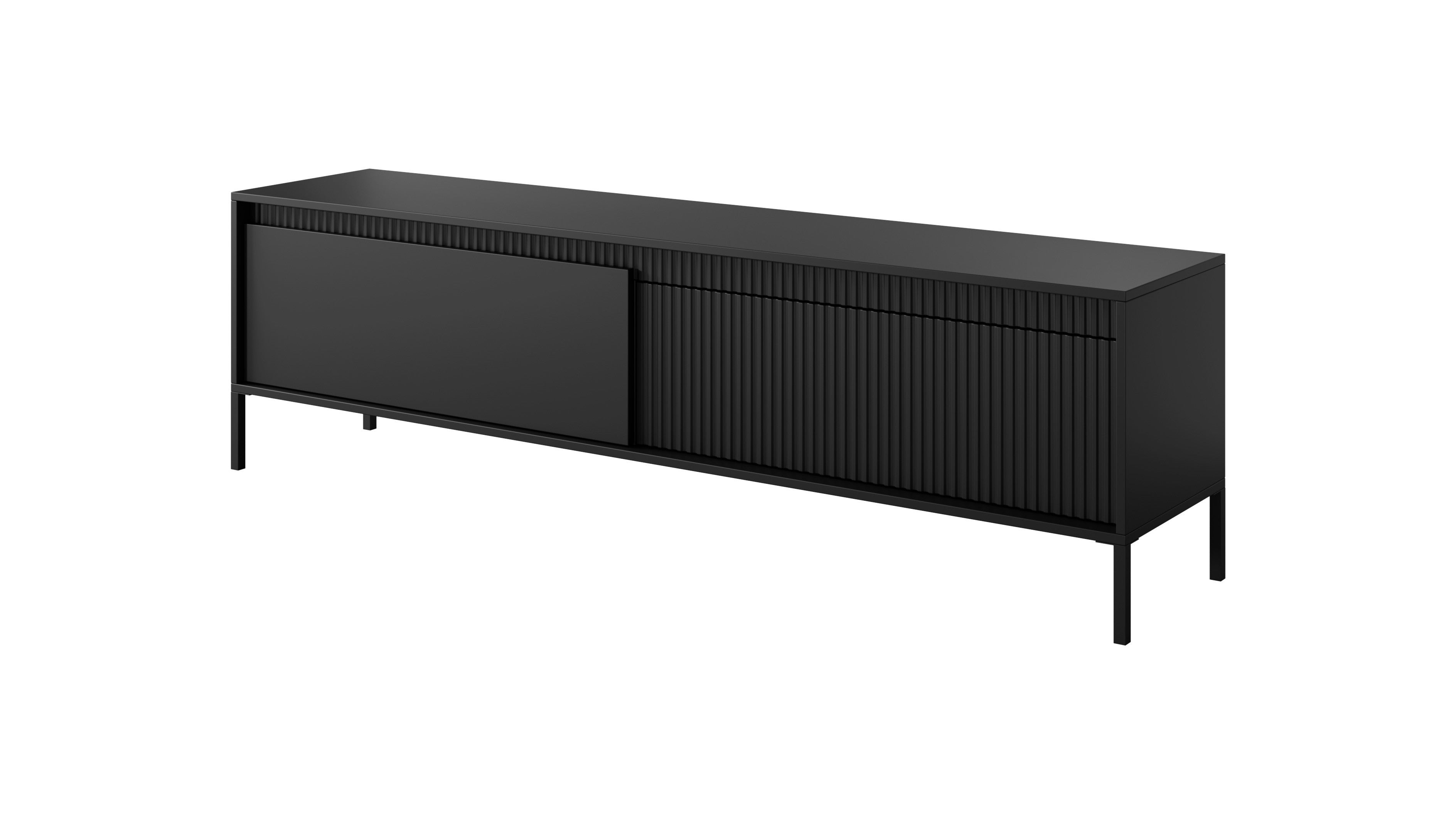 Szafka RTV SENSO 187 cm w kolorze czarnym – szeroka forma, nowoczesny detal, minimalistyczny luksus