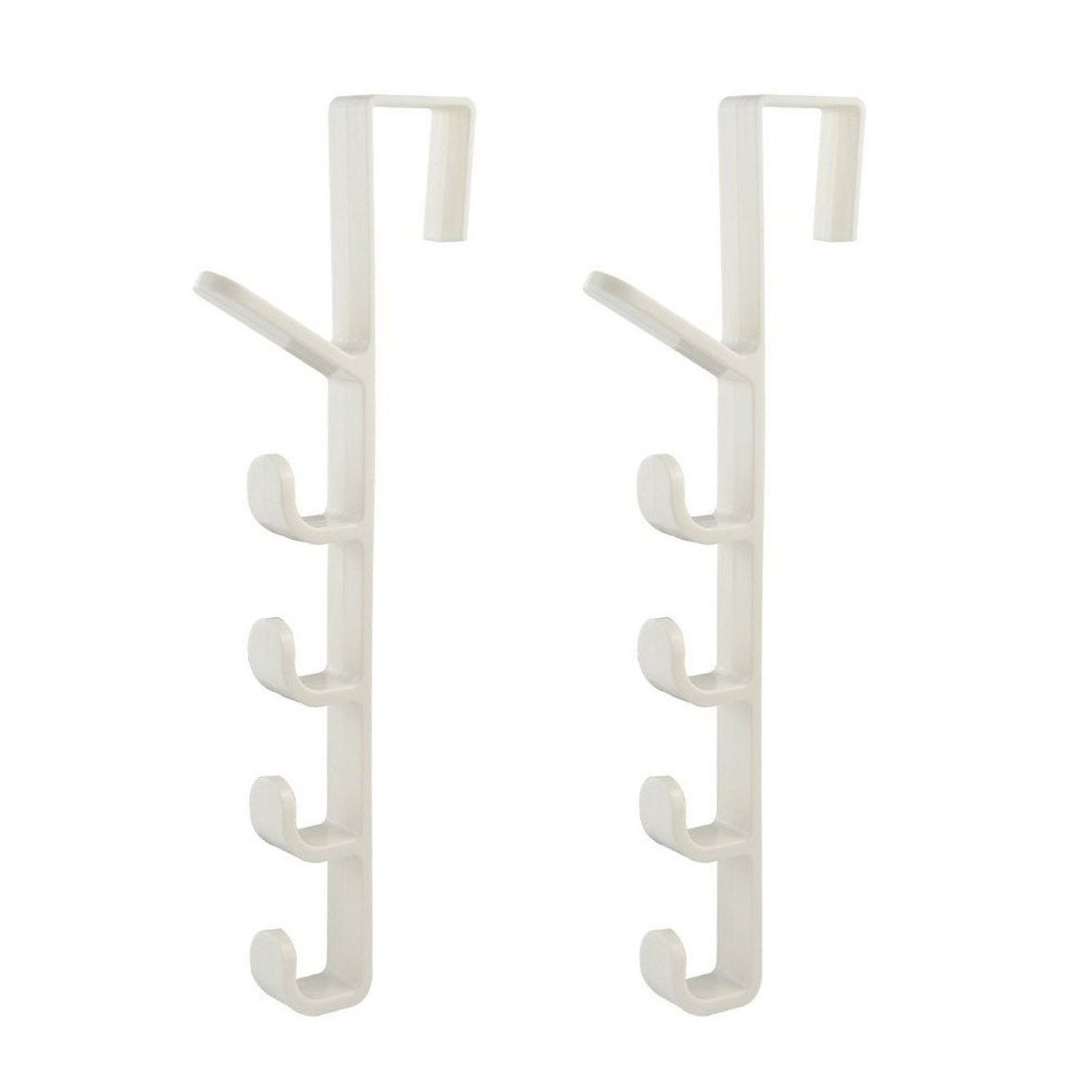 Wieszak na drzwi 5 haczyków wytrzymały plastik (biały) wymiary 280 mm x 40 mm x 3 mm 1 sztuka do organizowania ubrań nad drzwiami