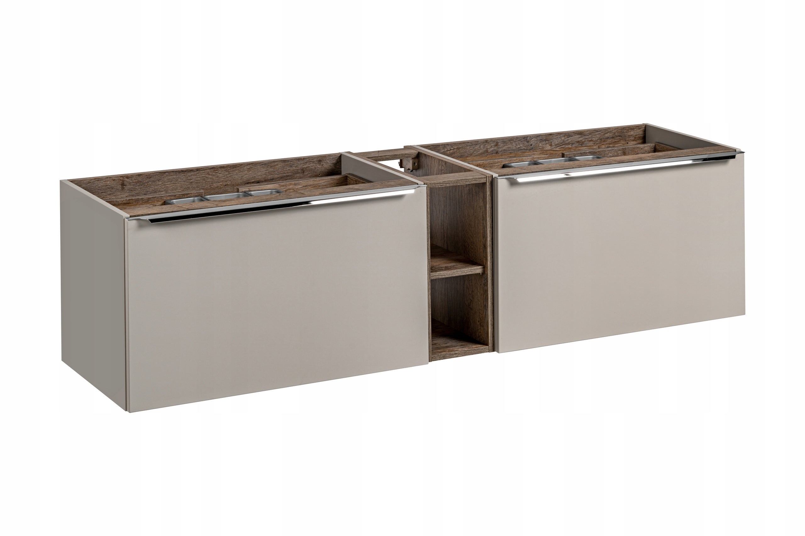 Szafka łazienkowa SANTA FE 180 cm taupe z regałem pod umywalki