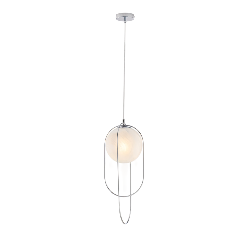 Sospensione in ferro cromato 1 luce con sfera dm.20 H.56 - MAX 156 - Ø23