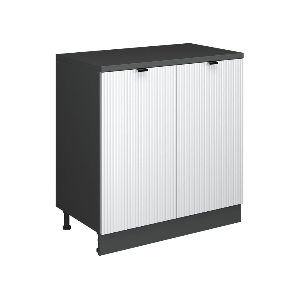Vicco Szafka rozszerzająca Rion, Białe pofałdowanie/Antracyt, 80 x 46 cm bez skosu z 2 drzwiami