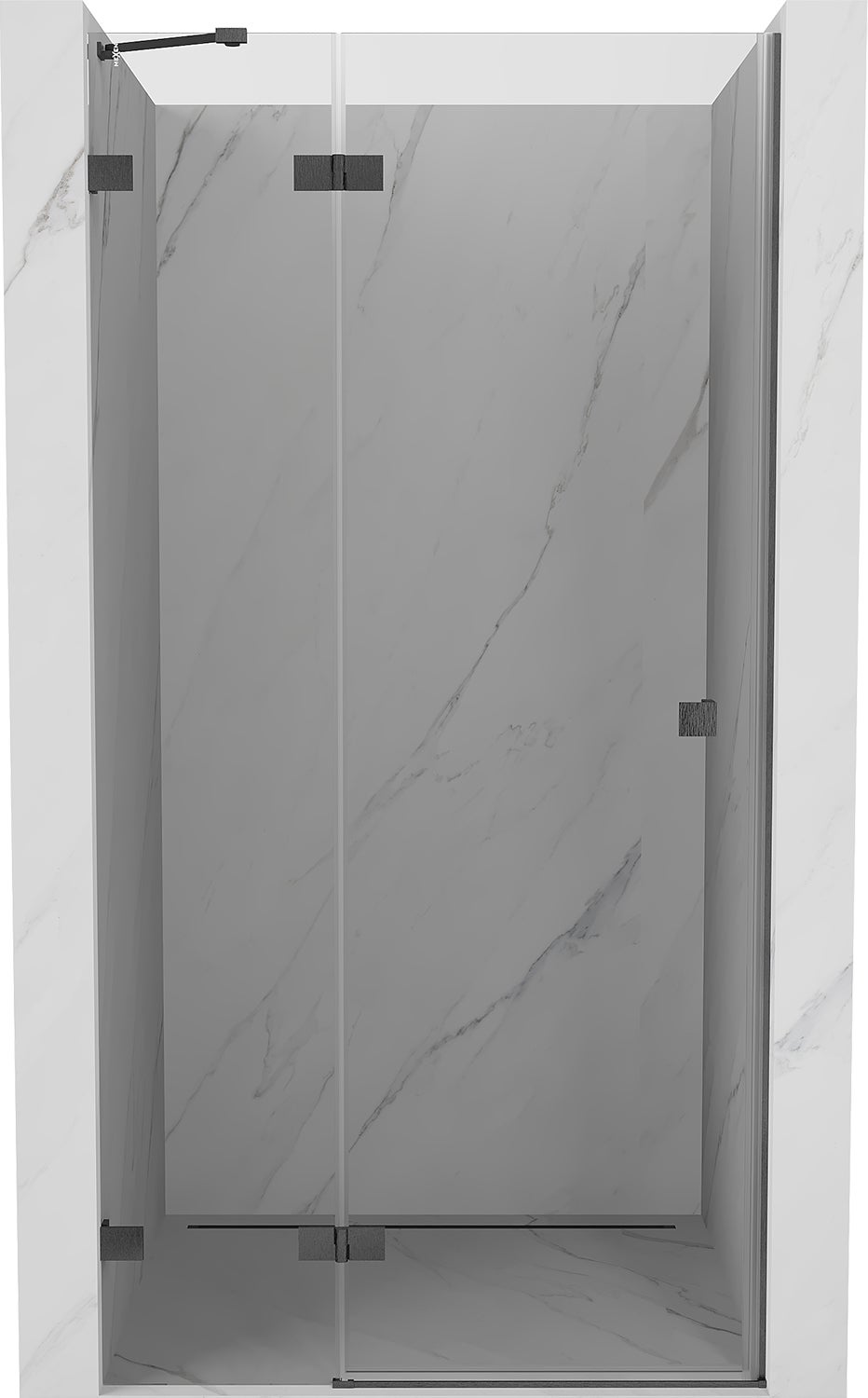 Mexen Lunar drzwi prysznicowe uchylne lewe 70 cm, transparent, gun gray szczotkowany - 834-070-000-66-00-L