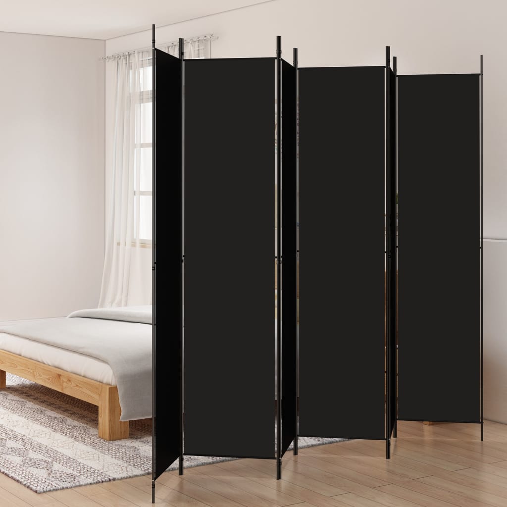 Parawan 6-panelowy, czarny, 300x220 cm, tkanina vidaXL