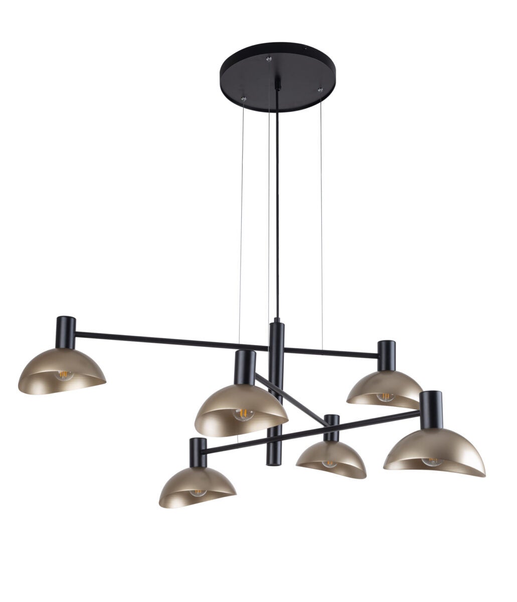 Lampa wisząca dekoracyjna nowoczesna 6 punktowa czarno-złota nad stół Artis 6xE14 40W Sigma Lighting