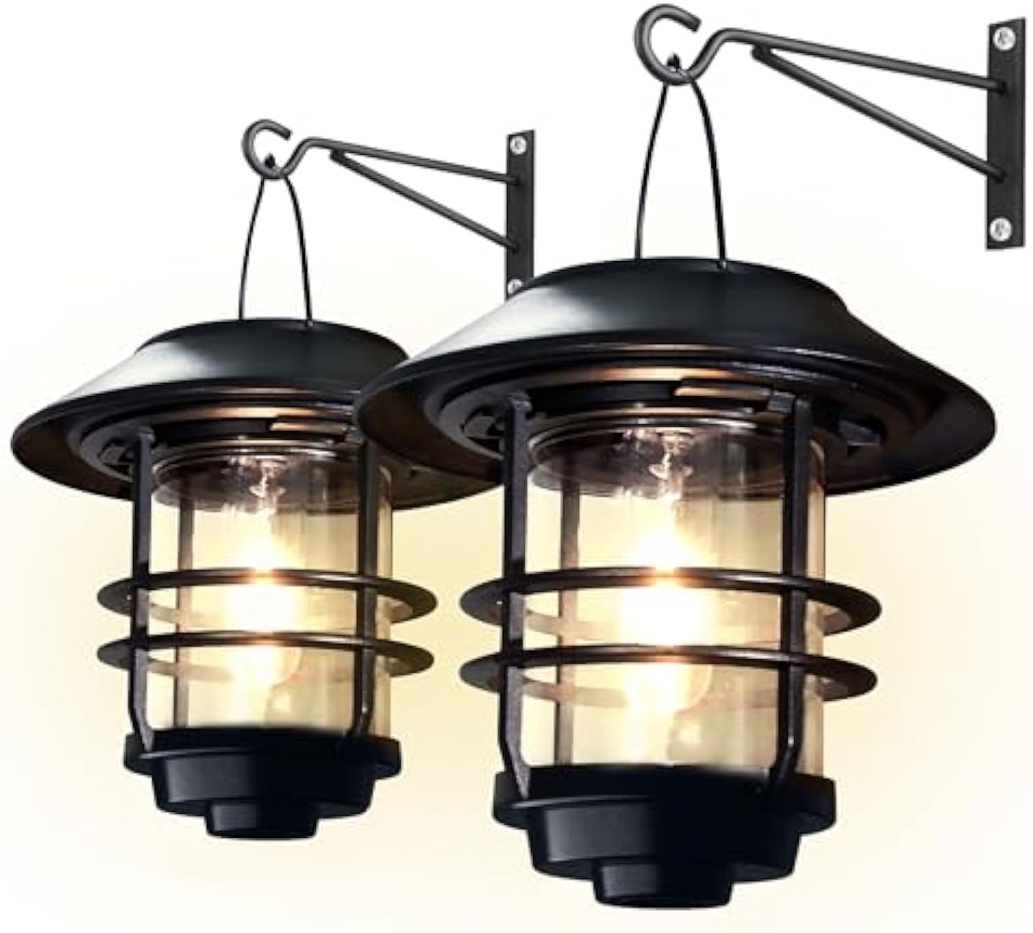 2 sztuki zewnętrznych, wodoodpornych, solarnych kinkietów, przenośny kinkiet ze szkła, wisząca lampa LED na werandę, patio, ciepłe światło