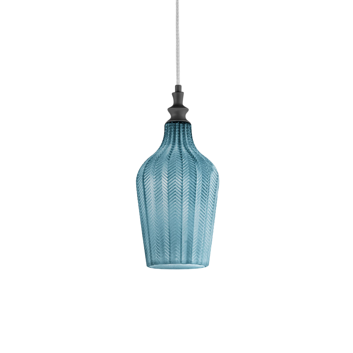 Lampa wisząca Cleofe S/12 Cobalt – matowa czarna metalowa rama, przezroczyste szkło, 1XE27 IP20 – Gealuce
