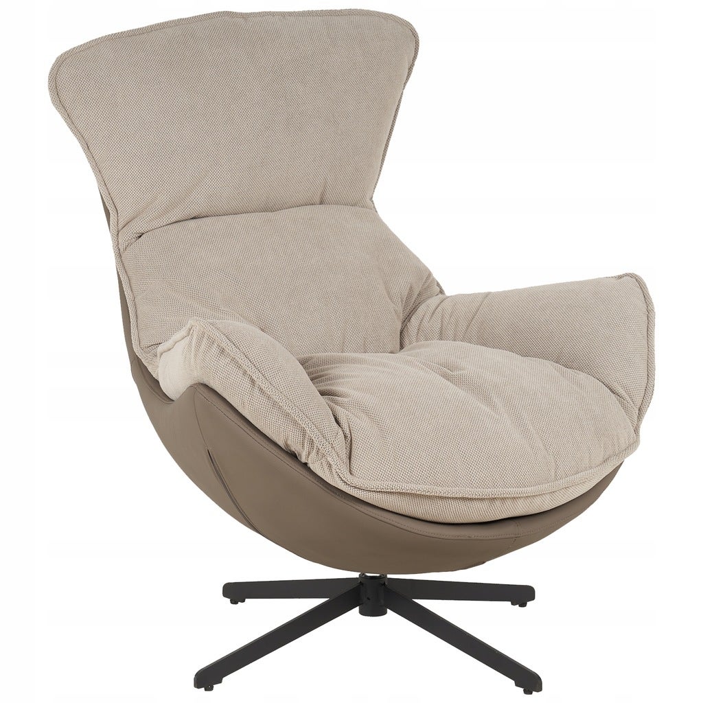 Fotel wypoczynkowy tapicerowany obrotowy 360 do salonu FO105 Jasper taupe