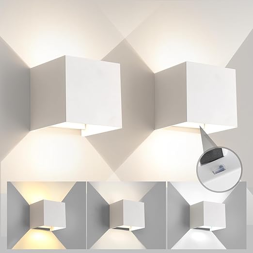 Wodoodporna lampa ścienna zewnętrzna IP65, nowoczesna biała lampa ścienna LED 12 W z regulowanym kątem świecenia