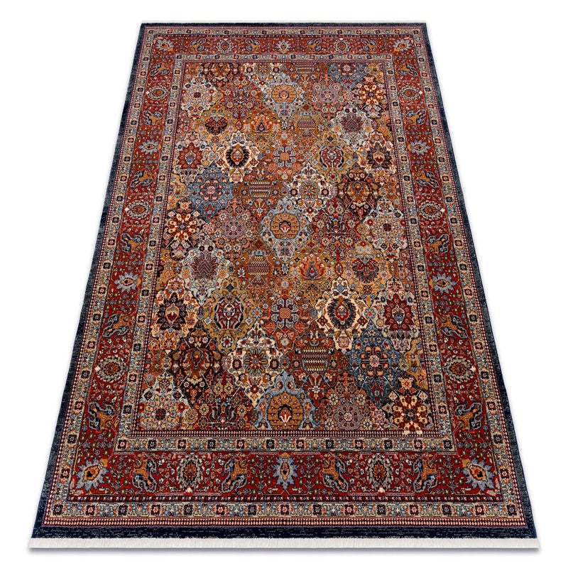 Dywan wełniany KESHAN Frędzle, Ornament, ramka orientalny 7576/53511 terakota 120x145 cm